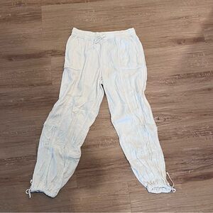 H&M Cream Textured Linen Balloon Pants